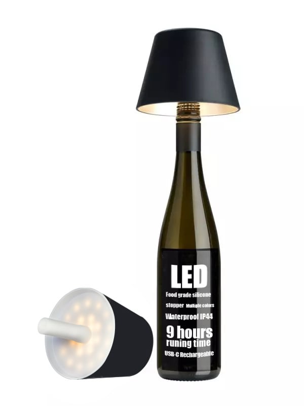 Cordless Rechargeable Wine Bottle Table Lamp Head
